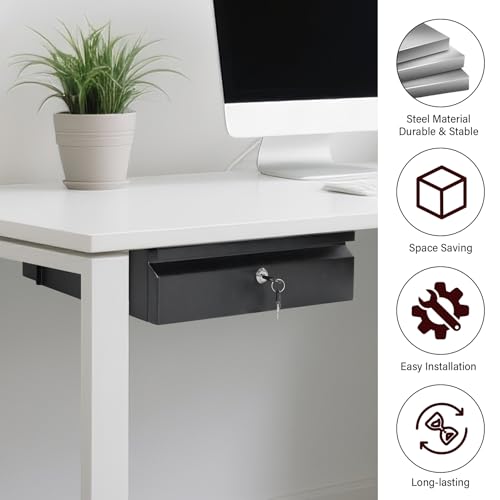 Under Desk Drawer 15.7" x 11.8" x 4.3" with Lock & Keys