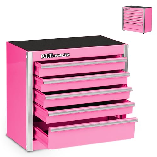 P.I.T. Mini Tool Box,Small Metal Toolbox Organizer with 5 Drawers,Pink - color: Pink, size: 5-Drawer