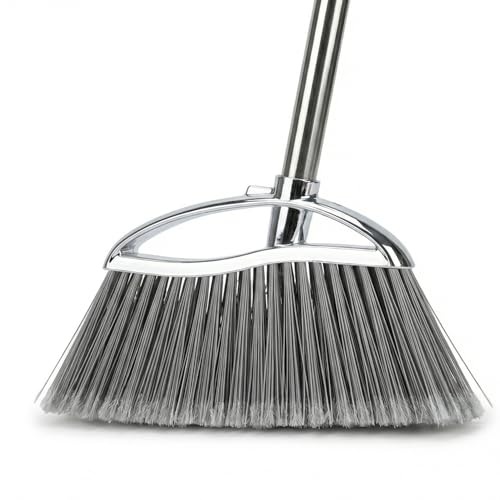 Outdoor Stiff Bristles Angle Broom Heavy Duty Sweeping Patio Broom with Long Handle for Garage Garden Commercial and Industrial