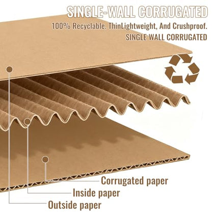 25-pack Shipping Boxes 18"L x 12"W x 3"H Small Heavy Duty Corrugated Cardboard Boxes for Packing Moving Storage Mailer Small Business 50 Lbs Weight Capacity Reusable Shipping Carton
