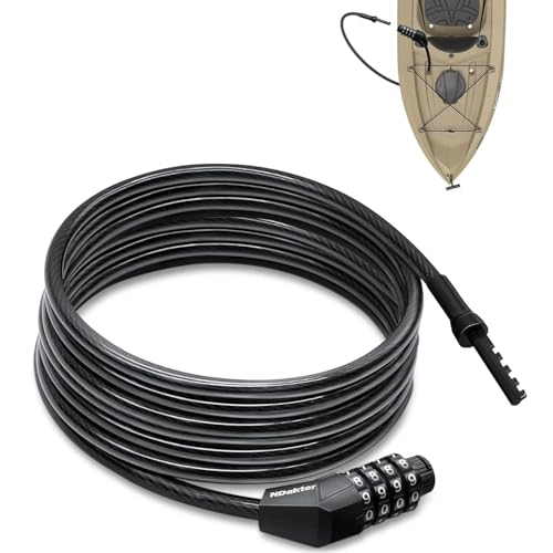 NDakte Bike Lock, Extra Long Straight Cable Lock (6FT, 12FT, 18FT, 22FT, 27ft) with Resettable Combination, Unique Narrow Designed for Kayaks, Scooters, Paddle Boards and Outdoor Gear - size: 27 Feet