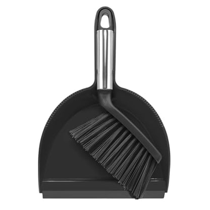 NACENA Mini Broom and Dustpan Set, Small Dust Pan and Brush Set, Black - color: Black, size: 1 Pack