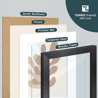 12x16 Picture Frame 4 Pack, 8.5x11 Mat, Black Wood, Glass - color: Black, size: 12 X 16