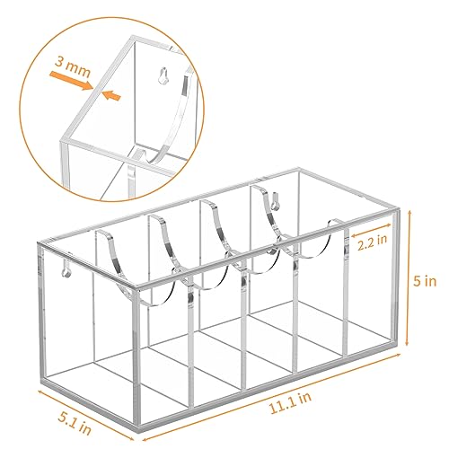 FEMELI Acrylic Belt Organizers for Closet 5-Slots Belt box with Dust Cover - size: 5 Compartments with Lid