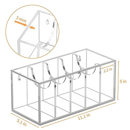 FEMELI Acrylic Belt Organizers for Closet 5-Slots Belt box with Dust Cover - size: 5 Compartments with Lid