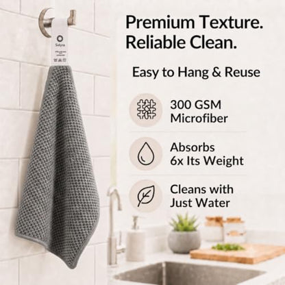 Solyra Non-Toxic Microfiber Kitchen Cleaning Cloths, 6 Pack, 12 x 12 in