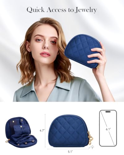 FINTIE Travel Jewelry Case, Small Velvet Jewelry Bag, Organizer Pouch - color: Teal Blue