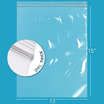 GPI - 2 Gallon Zip Bags, 13" x 15" Large Reclosable Lock Zip Bags, Clear Plastic Zipper Storage Bags with Zip Top Lock for Freezer, Clothing, Food, Documents & Supplies - 100 Count - size: 13" x 15"