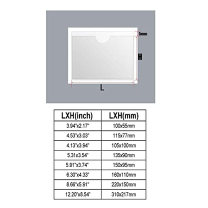 Adhesive Clear Pockets,Self Adhesive Clear Label Pockets Adhesive Card Folder Plastic Pockets Holders Sleeves for Index Cards Planners Cabinet Shelves Photo Cd,10Pieces(150x95mm) - size: 5.91"x3.74"(150x95mm)---10PCS