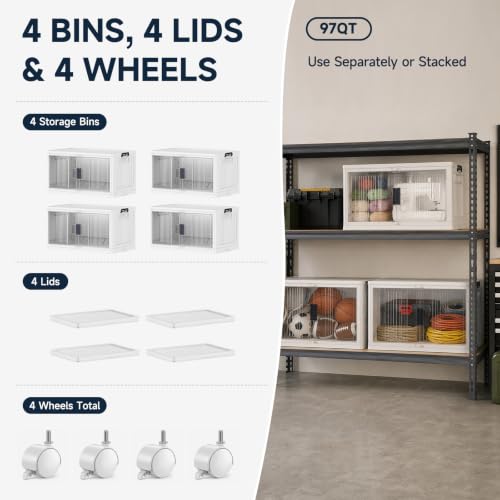 OlarHike 97QT Storage Bins with Lids for Closet, Office, Shelves, 4 Pack - size: 97QT-White