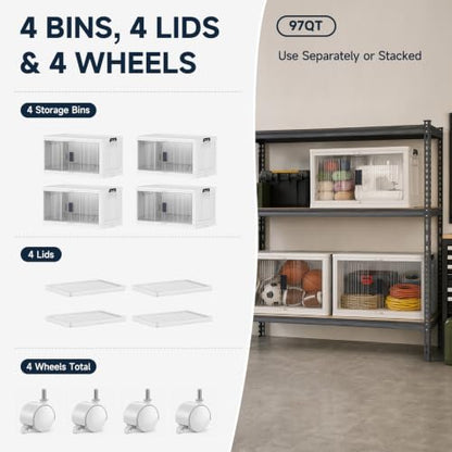 OlarHike 97QT Storage Bins with Lids for Closet, Office, Shelves, 4 Pack - size: 97QT-White
