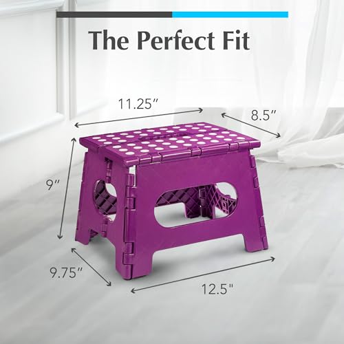 Handy Laundry Folding Step Stool 9 Inch 2-Pack, Purple, Holds 300 lbs - color: Purple, size: 9 Inch 2-Pack