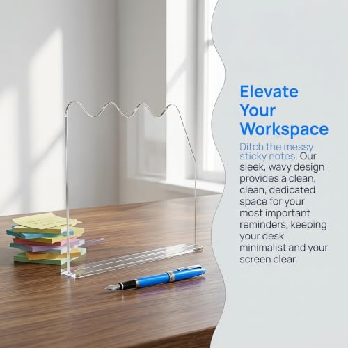 4 Pack Monitor Sticky Note Holder and Computer Memo Board, Clear Desk Stand