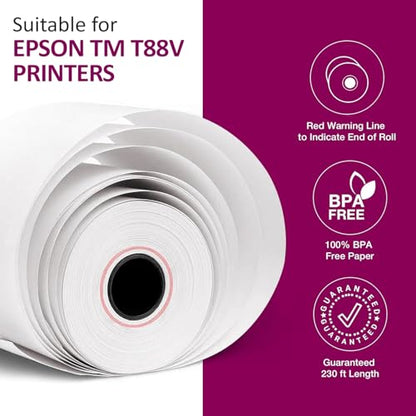 Thermal Paper Compatible with Epson TM-T88V, TM-T88VI, TM-m30-30 Rolls - size: 30 Rolls