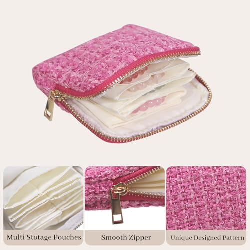 Stratalife Small Travel Jewelry Case, Qulited Storgae Pouch - color: Quilted Rose Pink