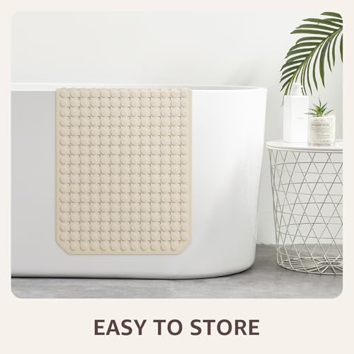 OTHWAY Bath Tub Shower Mat Non Slip, Bathtub Floor Liner Mats for Inside Shower Bathroom, Suction Cups and Drain Holes for Feet Scrubbing, Machine Washable, Soft on Feet, 35x16 Inch, Brown - color: Brown
