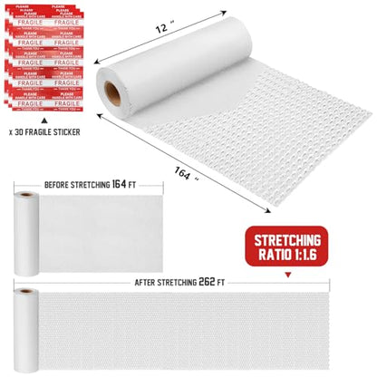 HOOPLE Honeycomb Packing Paper, Packing Paper for Moving, Alternative Bubble Cushion Wrap, Biodegradable Moving Supplies Bubble Packing Wrap Protective Roll With 30 Fragile Stickers. (white 15"x164') - color: white 15"x164'