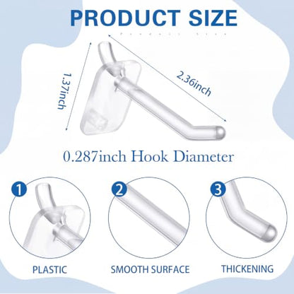 Sawysine 120 Pcs 2.4 Inch Clear Peg Hooks for Pegboard Accessories, Clear