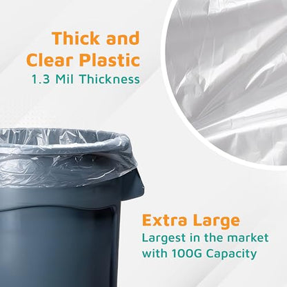 PlasticMill Heavy Duty Trash Bags Clear 100-Gallon 1.3 Mil 10-Count