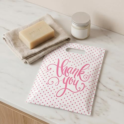 9x12 Small Thank You Bags for Small Business with Die-Cut Handles - color: White, size: 9x12
