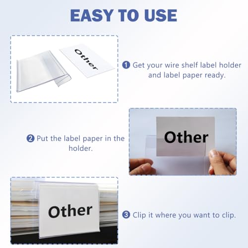 Diteje 40 Pack Wire Shelf Label Holder Shelving Tags with Paper Inserts