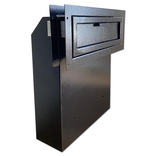 Through-the-Door Mailbox with Key Lock & Rear Access - color: Black, size: Large