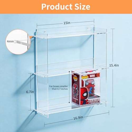 2 Pack Wall Display Shelf for Funko Pop Figure Cases in Box