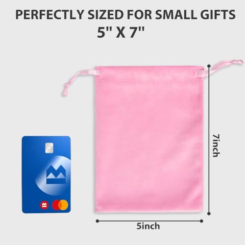 25 Pcs Velvet Drawstring Bags 5 x 7 Inch, Rose Pink Soft Velvet Pouches - color: Rose Pink