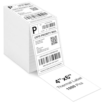 4x6 Thermal Labels - All-Purpose Label Stickers, White, Shipping Stickers for Thermal Printers (1000 Labels) - size: 1000 Labels