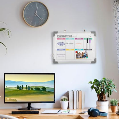 Mr. Pen- Magnetic Weekly Erase Board, 12" x 16", Double-Sided with Markers