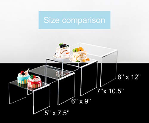 Jusalpha 2-PC Large Clear 5mm Acrylic Riser Stand for Retail,10.5''x7''x7''