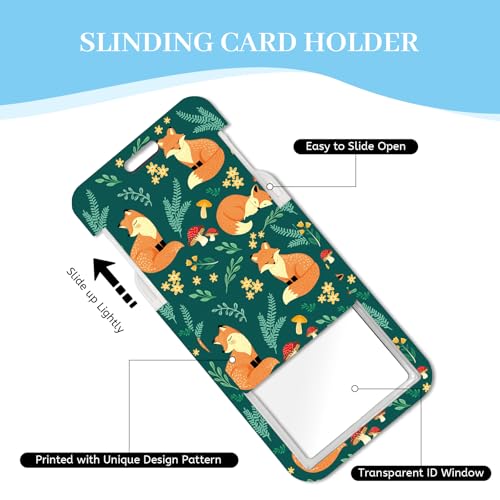 Hancynir Fox Lanyards for Id Badges, Badge Holder Retractable Reel Clip - color: Fox Floral