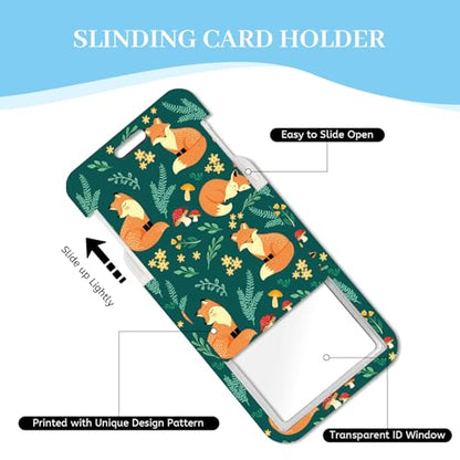 Hancynir Fox Lanyards for Id Badges, Badge Holder Retractable Reel Clip - color: Fox Floral