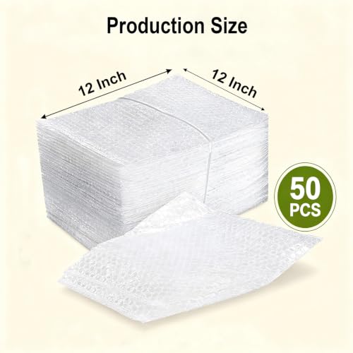12x12Inch Bubble Out Bags 50pcs, Double Walled Cushioning Pouche Bag - size: 12x12Inch(50Pack)
