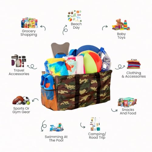Extra Large Utility Tote Bag - Oversized Collapsible Beach Bag - Camo - color: Camo
