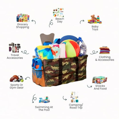 Extra Large Utility Tote Bag - Oversized Collapsible Beach Bag - Camo - color: Camo