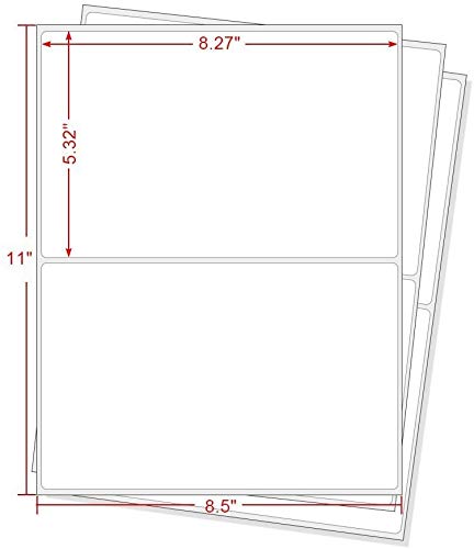 BESTEASY 200 Round Corner Half Sheet Self Adhesive Shipping Labels for Laser and Ink Jet Printers, White Blank (100 Sheets, 200 Labels) - size: 100 sheets, style: Round Corner-8.5"x5.5"