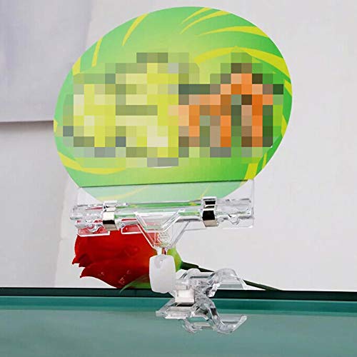 Lasenersm 6-Piece Plastic Rotatable Double Clip Merchandise Sign Display - Transparent, 4.33*3.15 Inch, Business Card Sign Holders
