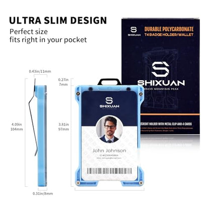 ID Badge Holder with Retractable Clip, Credit Card Holder, Keychain Wallet, Name Badge Holders, Business Card Holder, and Money Clip for Men and Women (Blue) - color: Blue