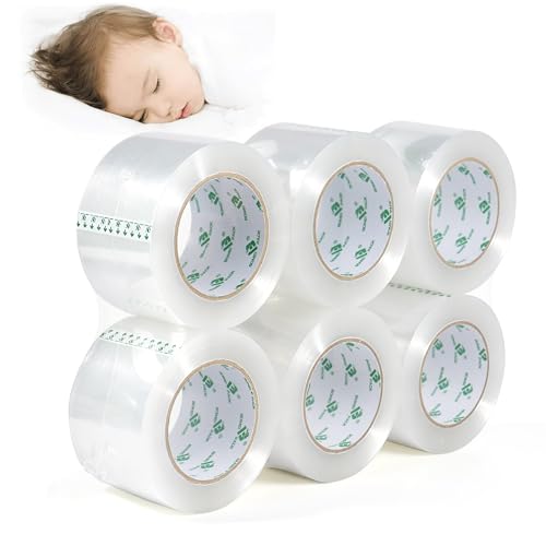 BOMEI PACK 3Inch Wide Clear Silent Packing Tape, 6Rolls 2.4Mil X 110Yds Heavy Duty No Noise Quiet Tape 3” for Moving, Shipping, Mailing, Storage and Packaging - size: 3inch x 110yds