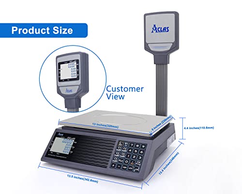 NTEP Certified Price Computing Scale with Pole Legal for Trade Commercial Price Scale 30lb 0.01lb Commercial Retail Scales w/LCD Dual Screen Displays for Food, Meat, Deli, Fruit Market - size: 30 lb, with Pole