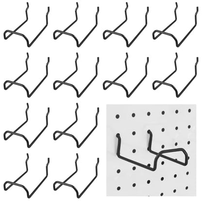 Square Pegboard Hooks 12pcs Dual-Brace Flat L Racks Peg Board (Black) - color: Black