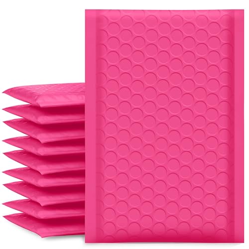 UCGOU Bubble Mailers 4x8" Hot Pink 50 Pack Usable Size 4x7" Shipping Bags - color: Hot Pink, size: 4x8" 50PC