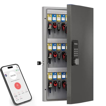 48 Key Lock Box Smart Key Organier Cabinet with Keypad & App for Office - size: 2.3inx11.3inx21.7in