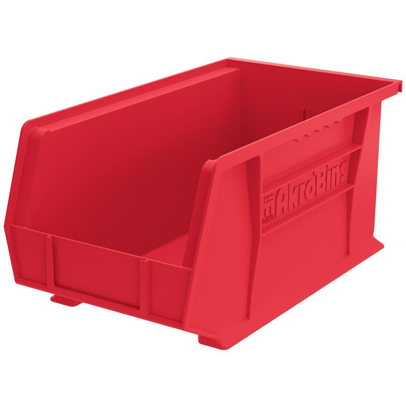 SI Shelving Inc. 14¾"d x 8¼"w x 7" h Stacking Akro Bins, Red, 12 Count