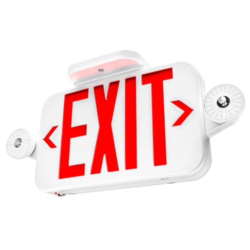 Sunco Red Exit Signs with LED Emergency Lights & Backup Battery