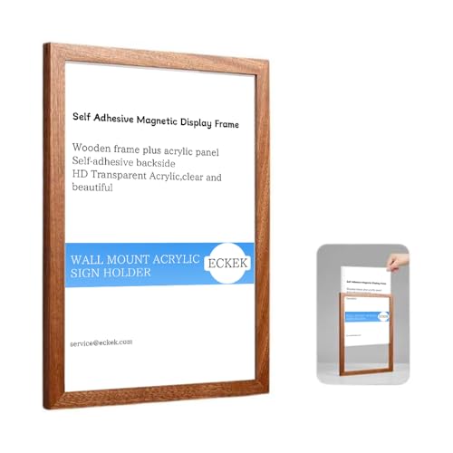 Wall Mount Acrylic Sign Holder (Sapele Wood A5 148×210mm/5.83×8.27inches) - color: Sapele Wood A5 148×210mm/5.83×8.27inches