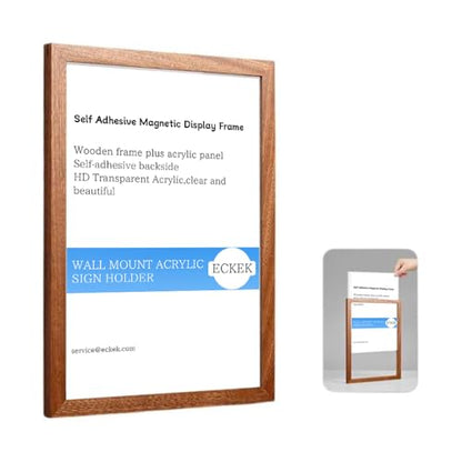 Wall Mount Acrylic Sign Holder (Sapele Wood A5 148×210mm/5.83×8.27inches) - color: Sapele Wood A5 148×210mm/5.83×8.27inches