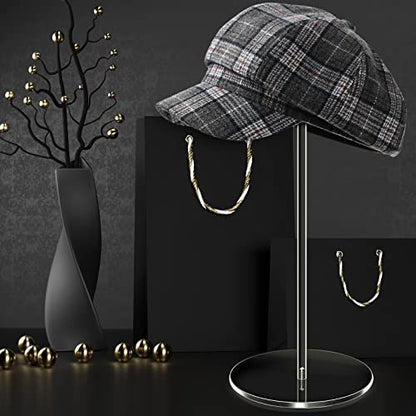 Yookeer 2 Set 16 Inch Clear Acrylic Hat Stands and Wig Display Rack Stands for Multiple Hats Display Tabletop Baseball Caps Watch Tabletop (Round Bottom) - color: 16 Inch in Height, style: Round Bottom