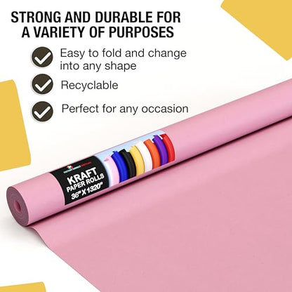 Crown Display Hot Pink Kraft Paper Roll - 36" X 1320" (110' Ft) - Perfect for Shipping & Packing - Craft Paper - color: Hot Pink, size: 36" x 1320"